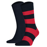 TOMMY HILFIGER Herren Socken, 2er Pack - Rugby Sock, Strümpfe, Streifen, uni/gestreift