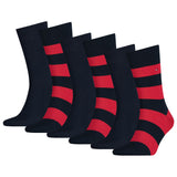 TOMMY HILFIGER Herren Socken, 6er Pack - Rugby Sock, Strümpfe, Streifen, uni/gestreift