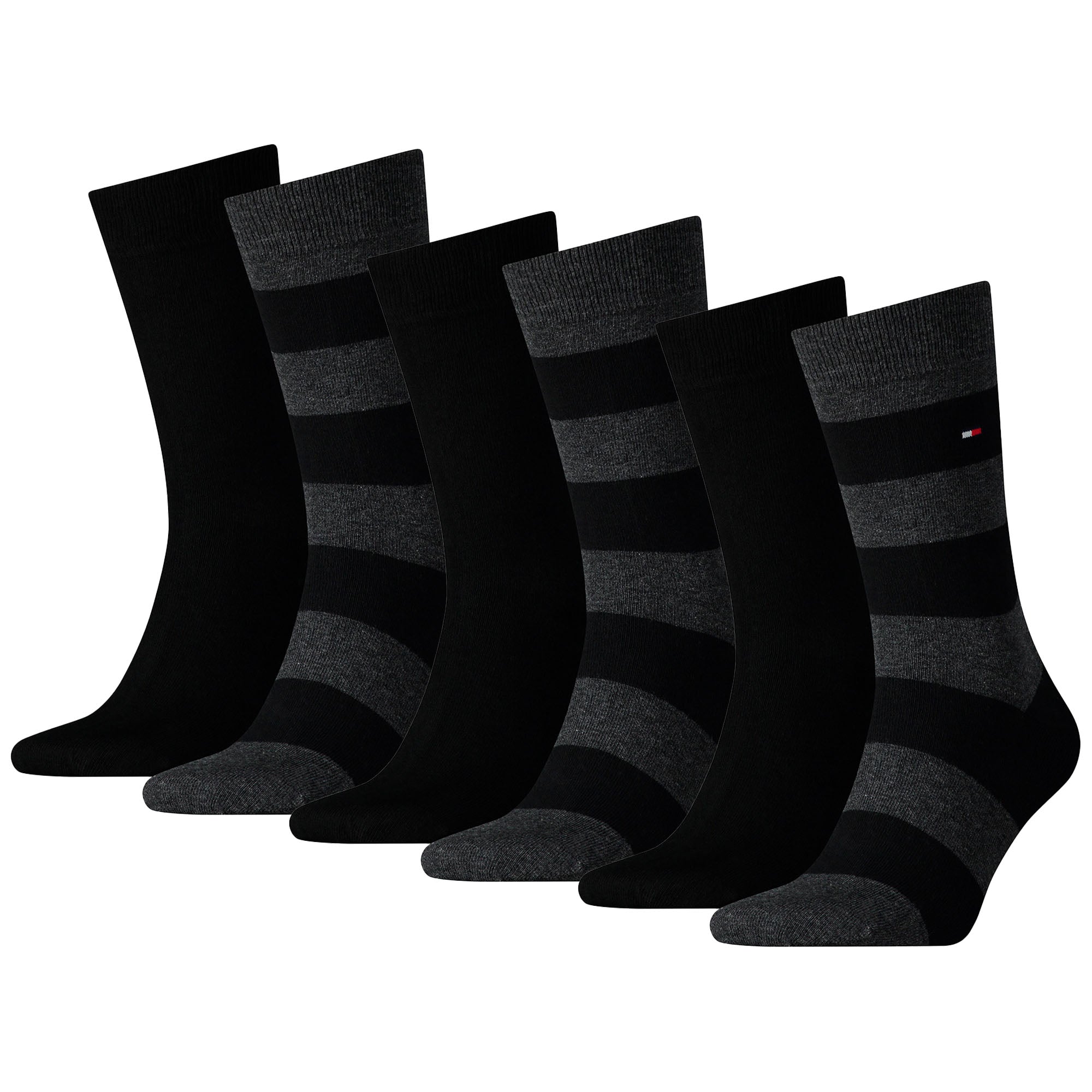 TOMMY HILFIGER Herren Socken, 6er Pack - Rugby Sock, Strümpfe, Streifen, uni/gestreift