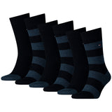 TOMMY HILFIGER Herren Socken, 6er Pack - Rugby Sock, Strümpfe, Streifen, uni/gestreift