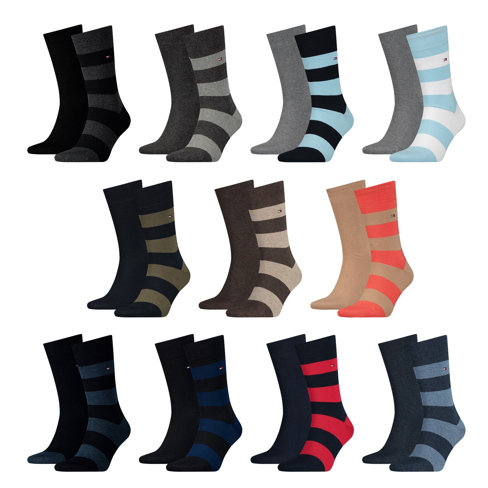 TOMMY HILFIGER Men Socks - Rugby Sock, Stockings, Stripes, uni/striped, Economy Pack