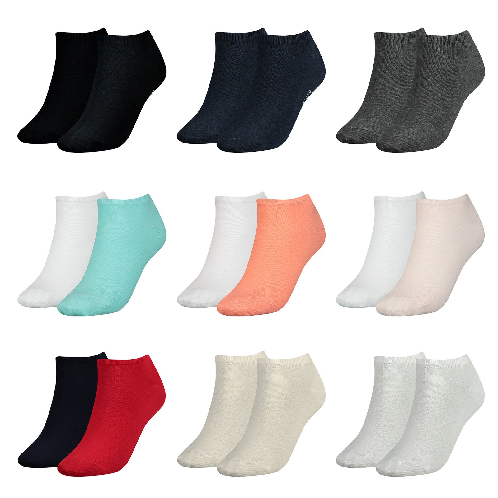 TOMMY HILFIGER Ladies Sneaker Socks, 2 - TH, cotton, plain, 35-42