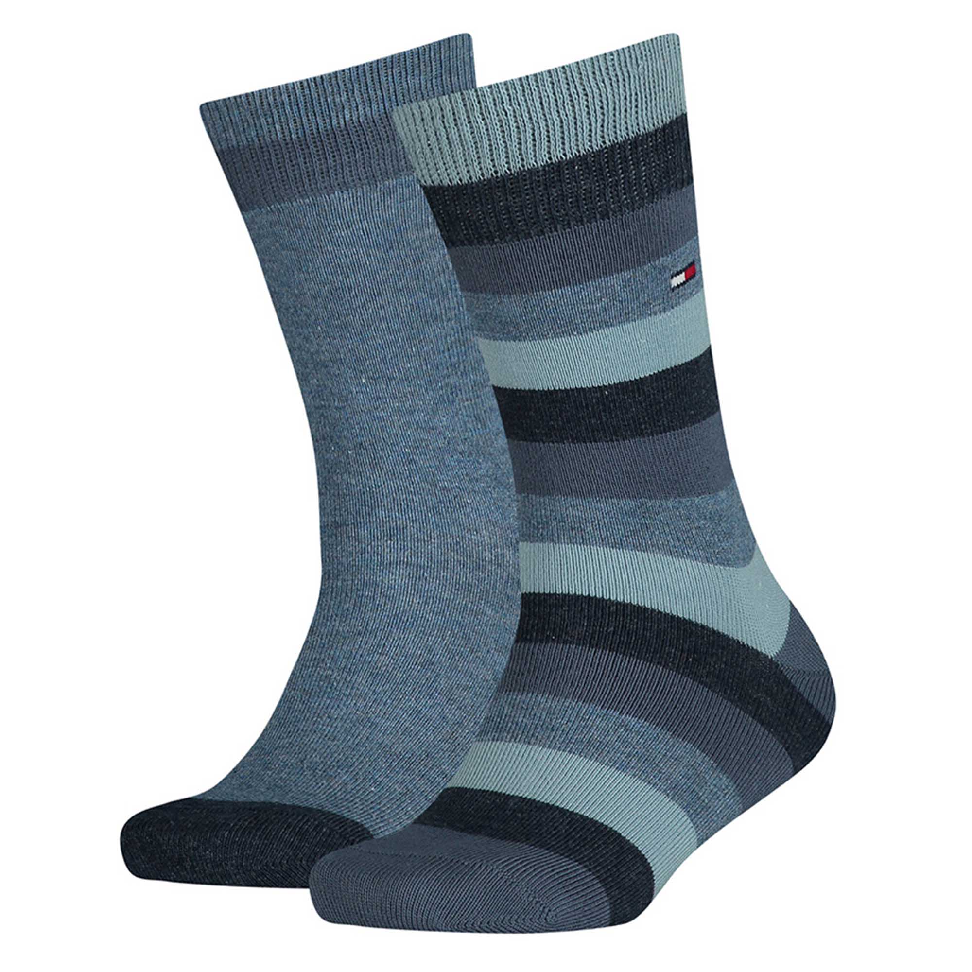 TOMMY HILFIGER Kids Socks, Pack of 2 - Basic Stripe, TH, Stripes, 23-42