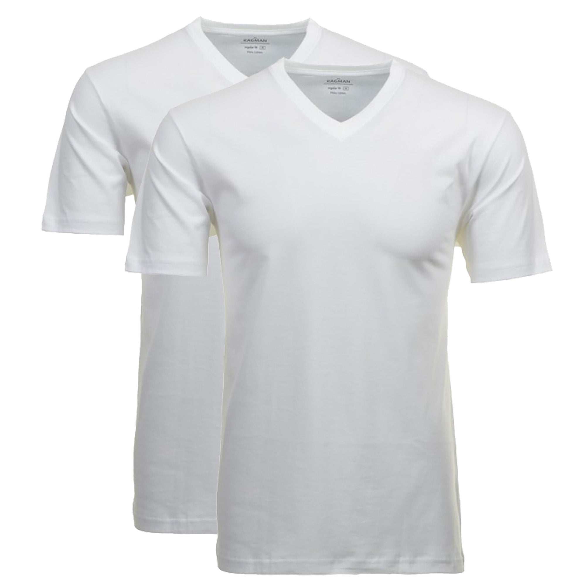 RAGMAN Herren T-Shirt 2er Pack - 1/2 Arm, Unterhemd, V-Neck
