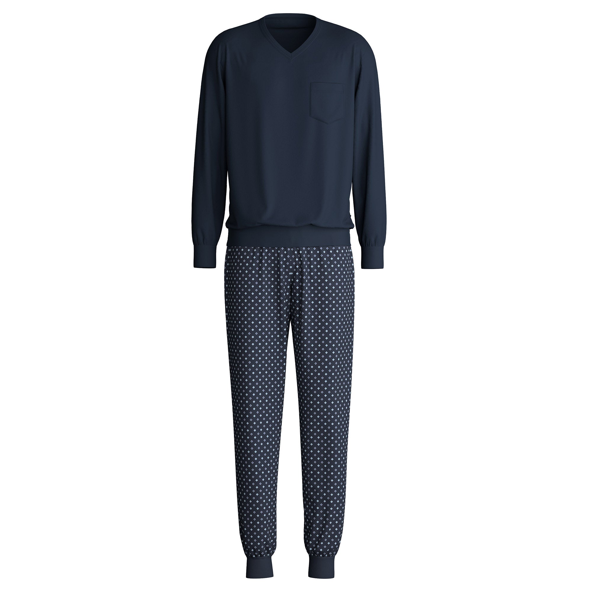 CALIDA Men Pyjamas, Long - V-Neck, Relax Streamline, Cotton