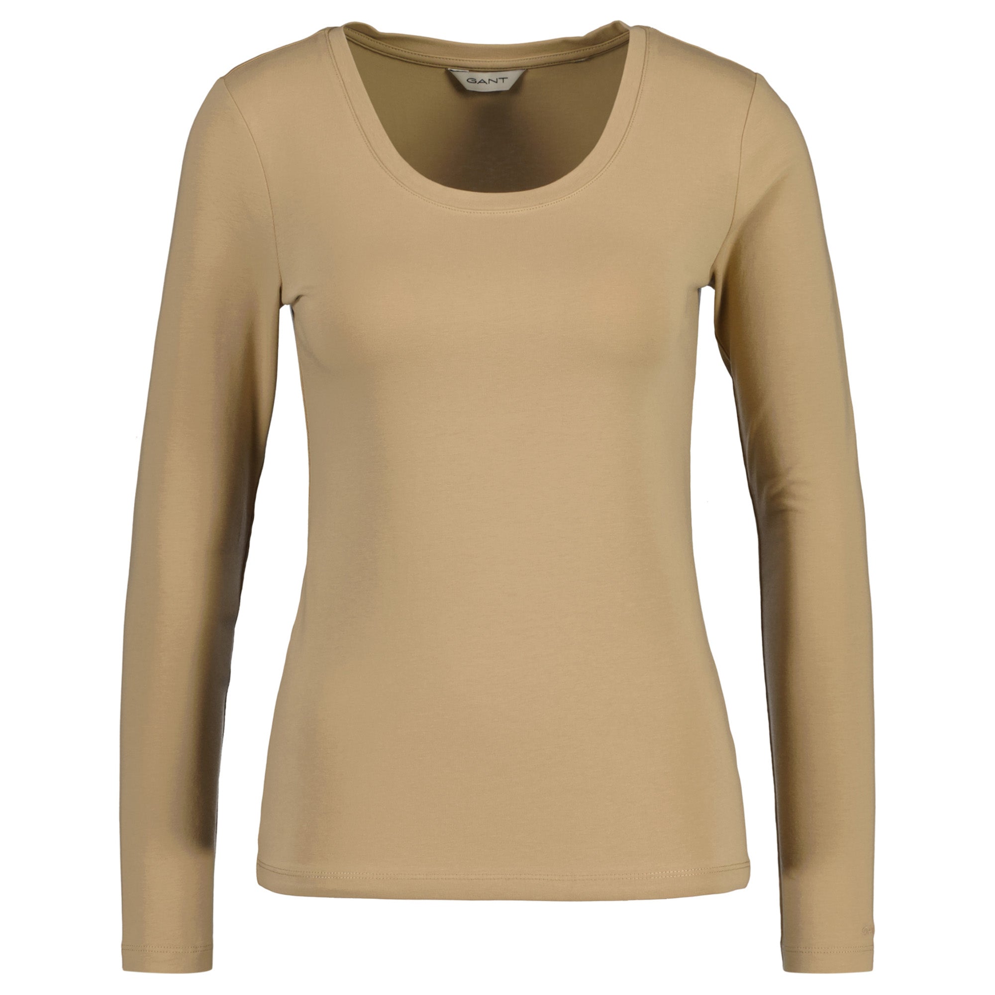 GANT Damen Langarm-Shirt - Scoop Neck Top, Longsleeve, U-Ausschnitt, Cotton Stretch