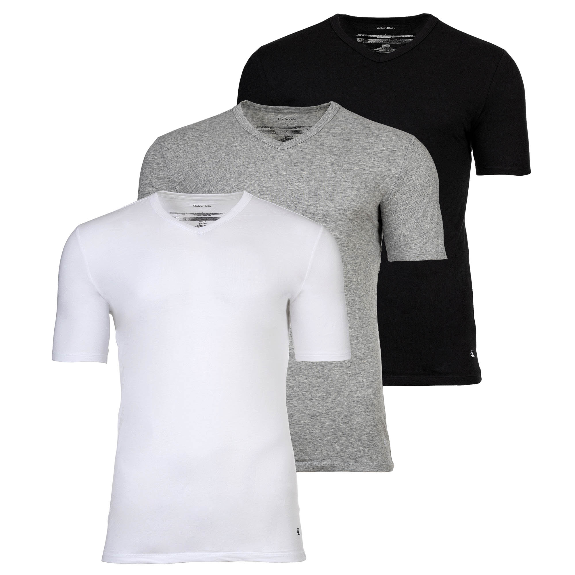 Calvin Klein Herren T-Shirt, 3er Pack - Icon Stretch, V-Ausschnitt, Mikrofaser