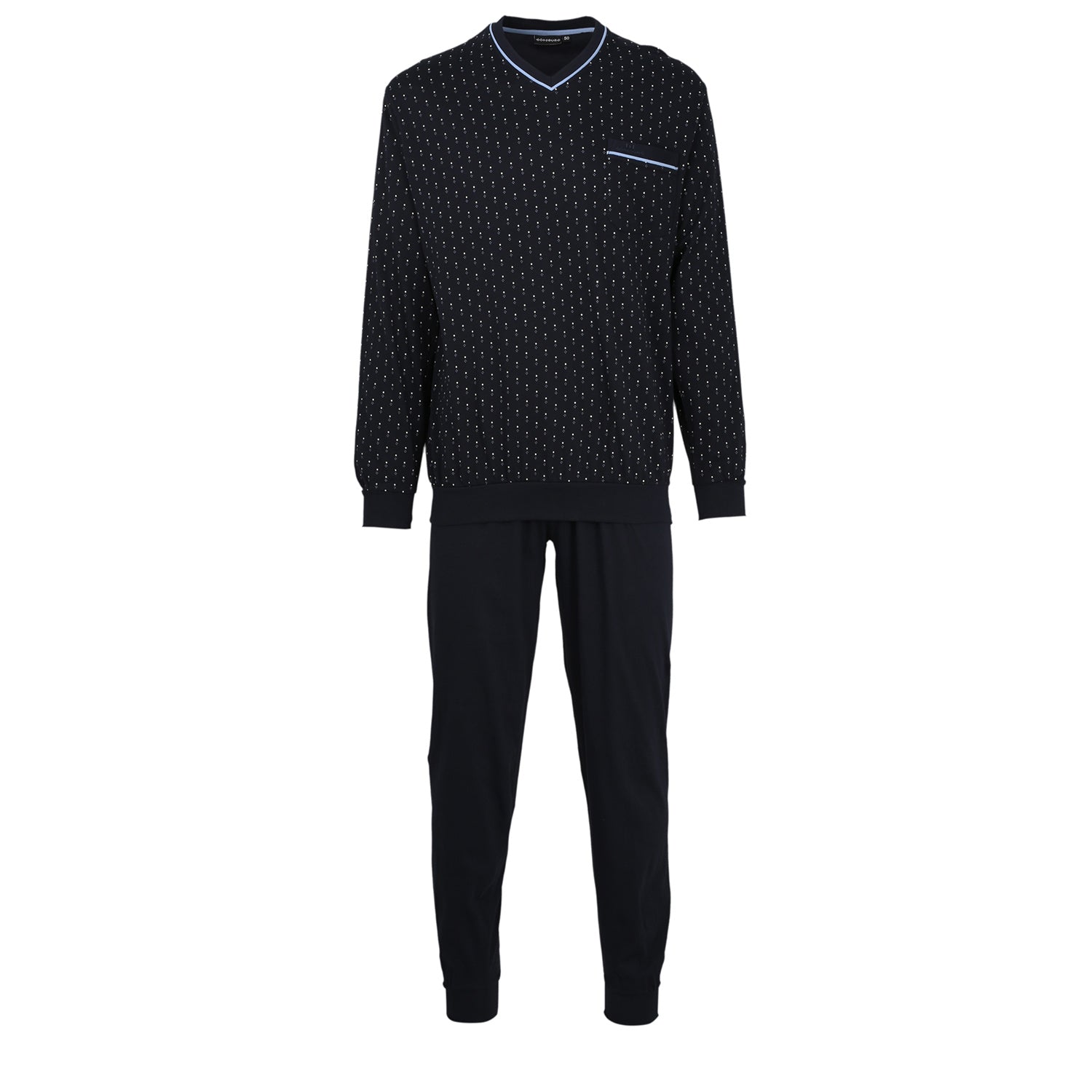 GÖTZBURG Men's Pyjamas Set - long, V-Neck, patterned 