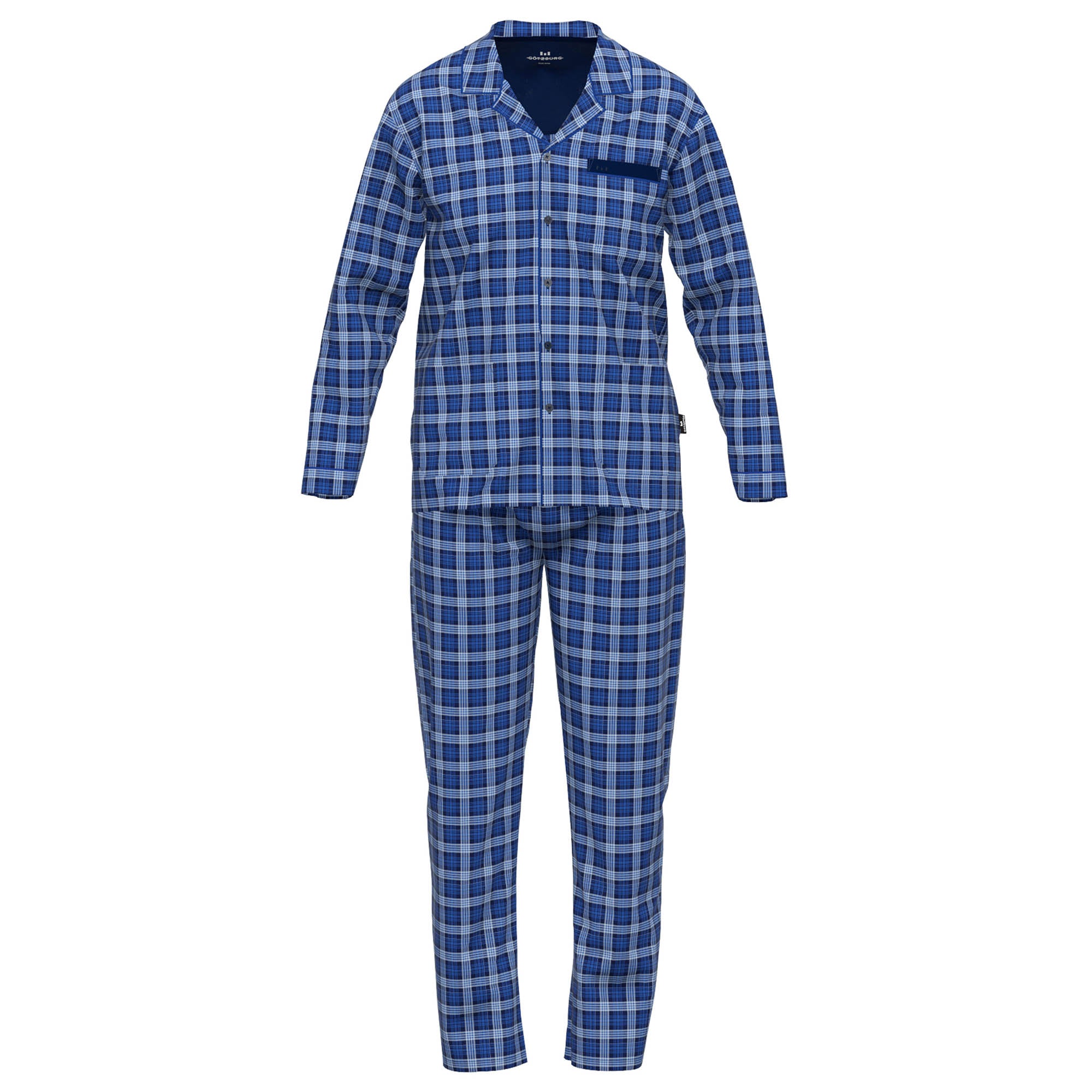 GÖTZBURG Herren Schlafanzug - lang, durchgeknöpft, Pyjama, Baumwolle, Muster