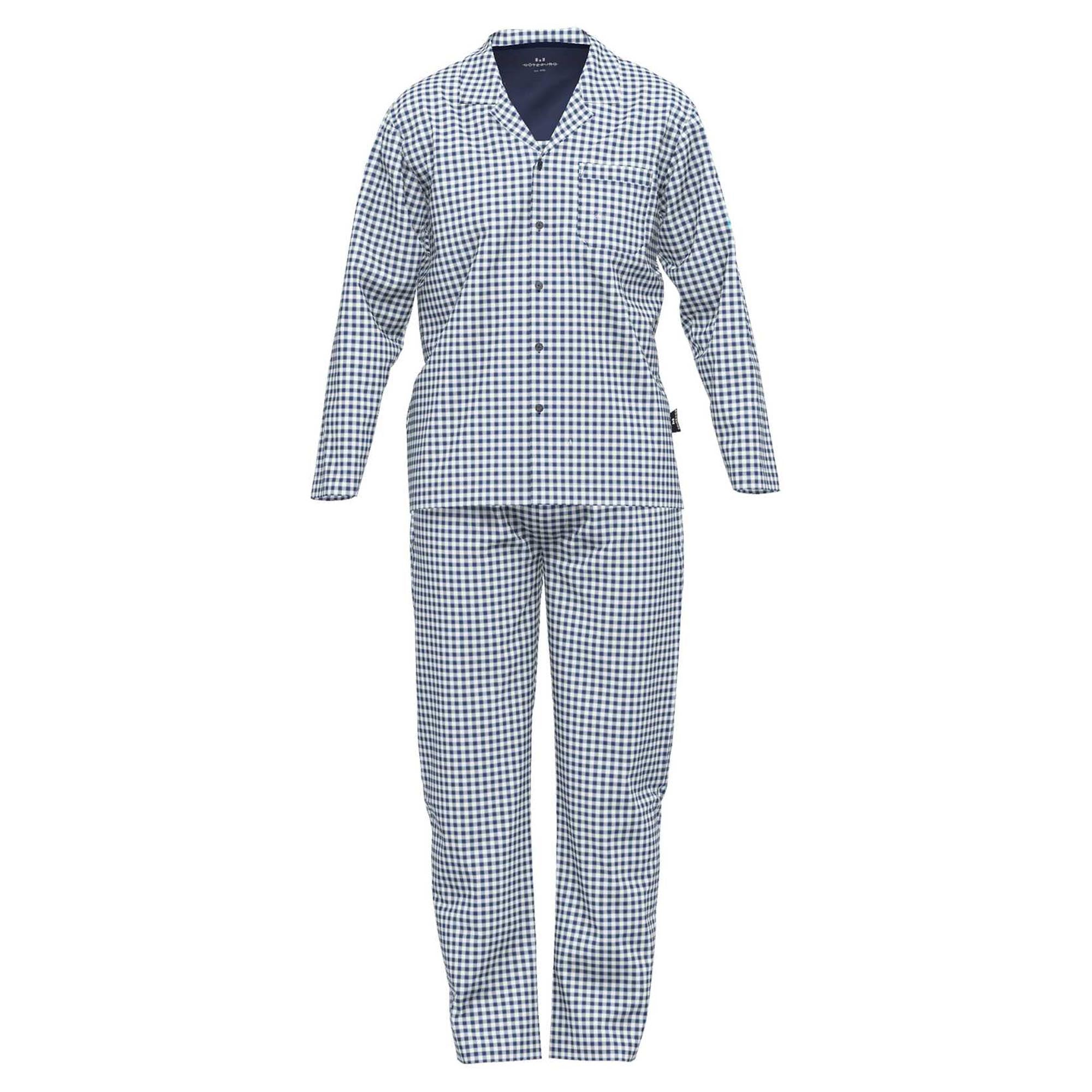 GÖTZBURG Mens Pyjamas - Nightwear, Pajama, Cotton, Button Tape, plaid, long