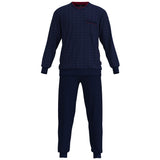 GÖTZBURG Herren Schlafanzug - lang,  Bündchen, V-Neck, Baumwolle, Pyjama