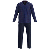 GÖTZBURG Herren Schlafanzug, lang  - Valencia, Flanell, Karo, durchgeknöpft
