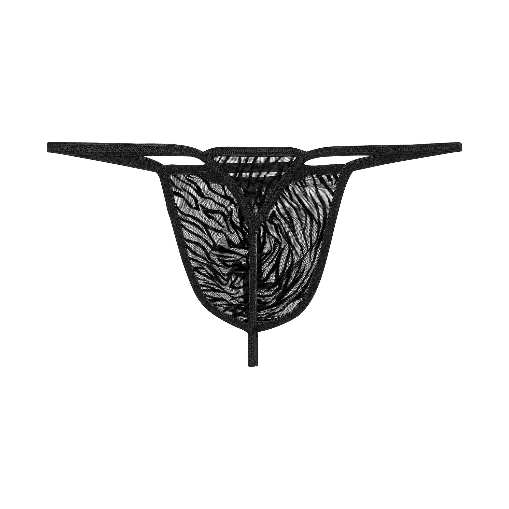 WOH Herren G-String - Personal Allure, Zebra, Spitze, durchsichtig
