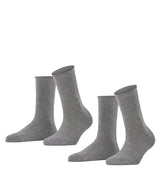 FALKE Women's socks, 2-pack - Happy, short socks, rolled cuffs