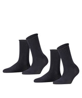 FALKE Damen Socken, 2er Pack - Happy, Kurzsocken, Rollbündchen