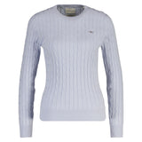 GANT Damen Pullover - STRETCH COTTON CABLE C-NECK, Rundhals, Zopfstrick, Logo