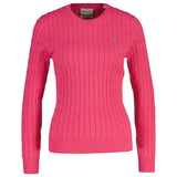 GANT Damen Pullover - STRETCH COTTON CABLE C-NECK, Rundhals, Zopfstrick, Logo