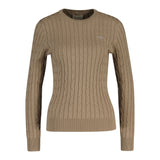 GANT Damen Pullover - STRETCH COTTON CABLE C-NECK, Rundhals, Zopfstrick, Logo