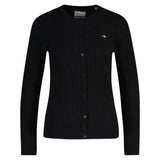 GANT Damen Strickjacke - STRETCH COTTON CABLE CARDIGAN, Zopfstrick, Logo