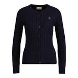 GANT Damen Strickjacke - STRETCH COTTON CABLE CARDIGAN, Zopfstrick, Logo