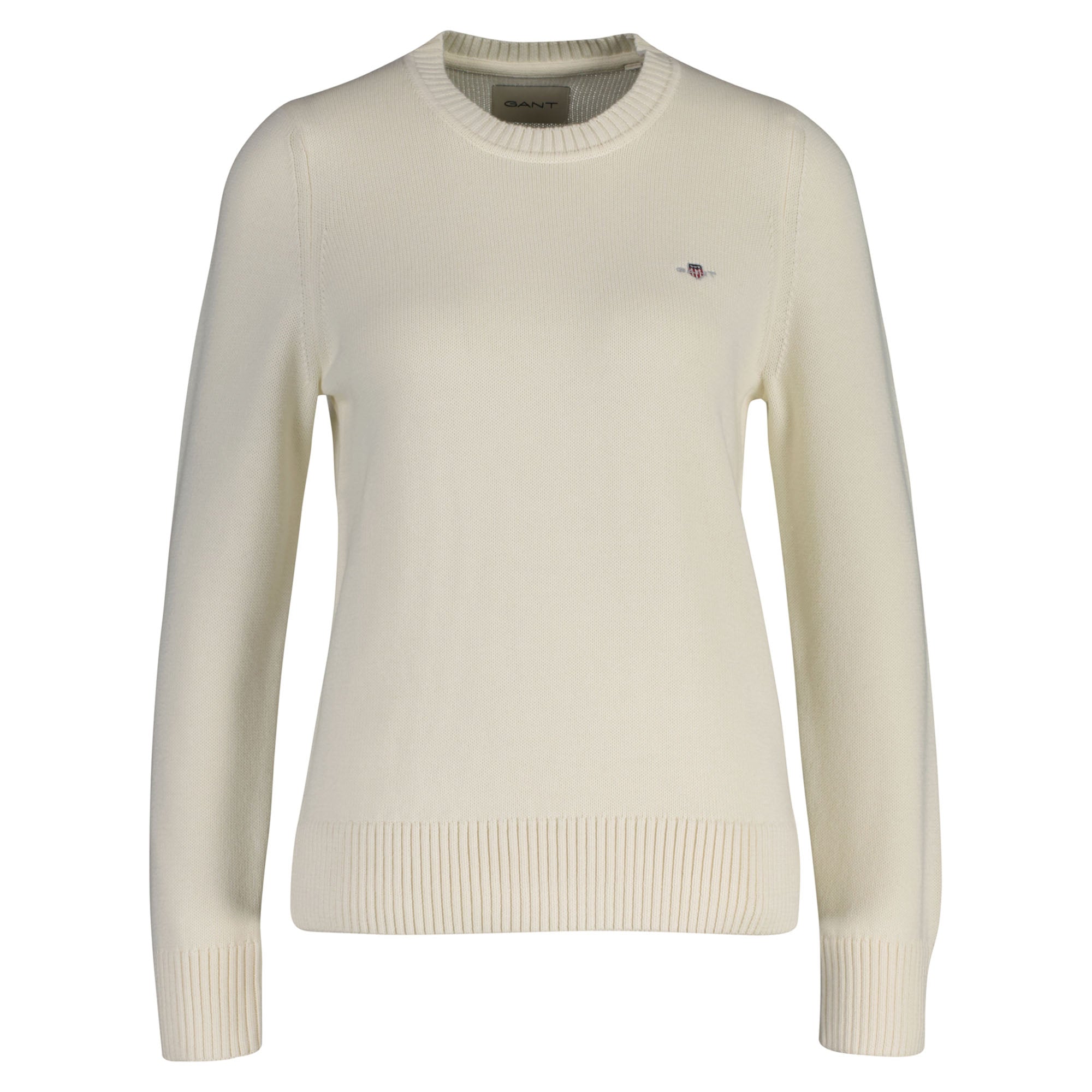 GANT women's knitted jumper - CLASSIC COTTON C-NECK, round neck, fine knit, cotton