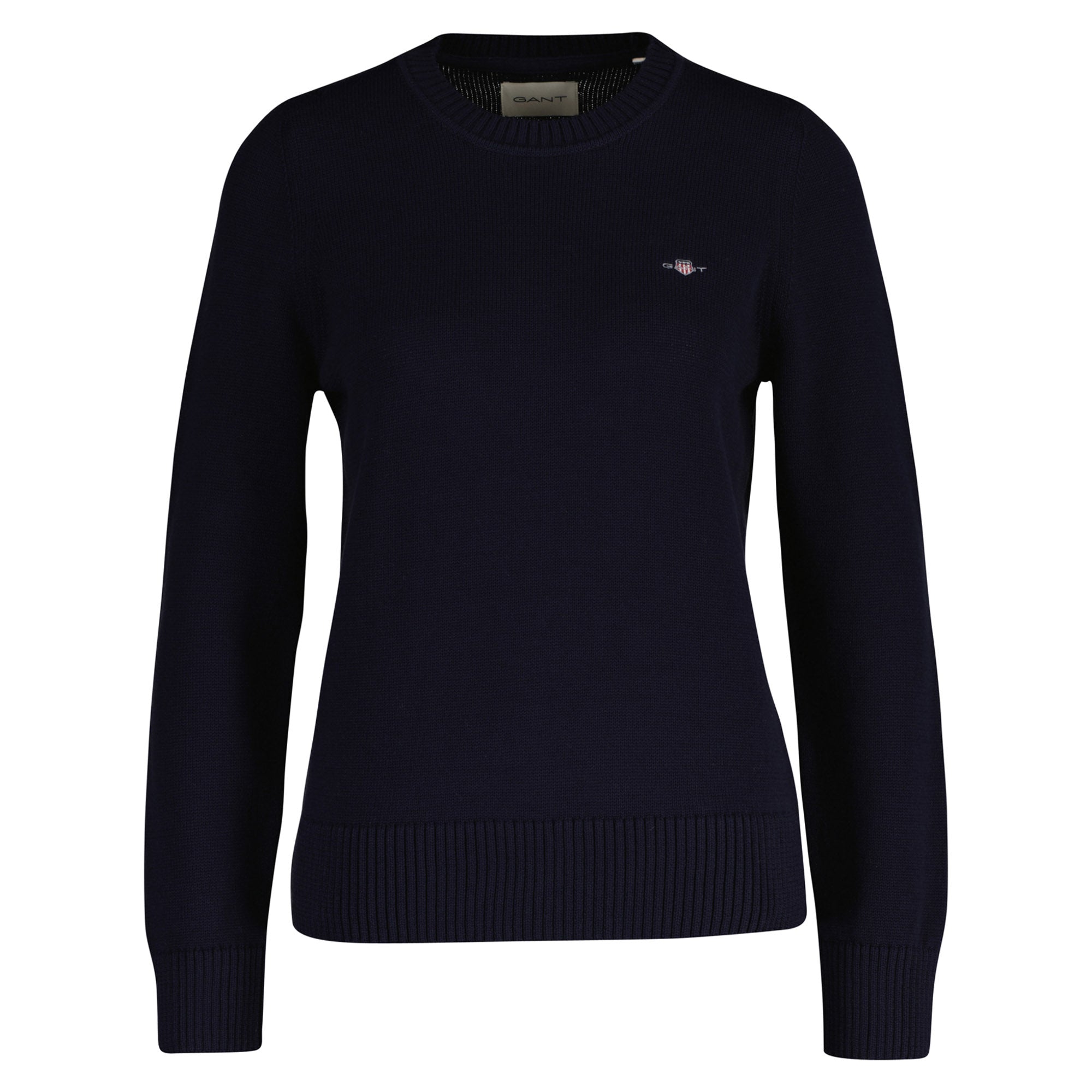 GANT Damen Strickpullover - CLASSIC COTTON C-NECK, Rundhals, Feinstrick, Baumwolle