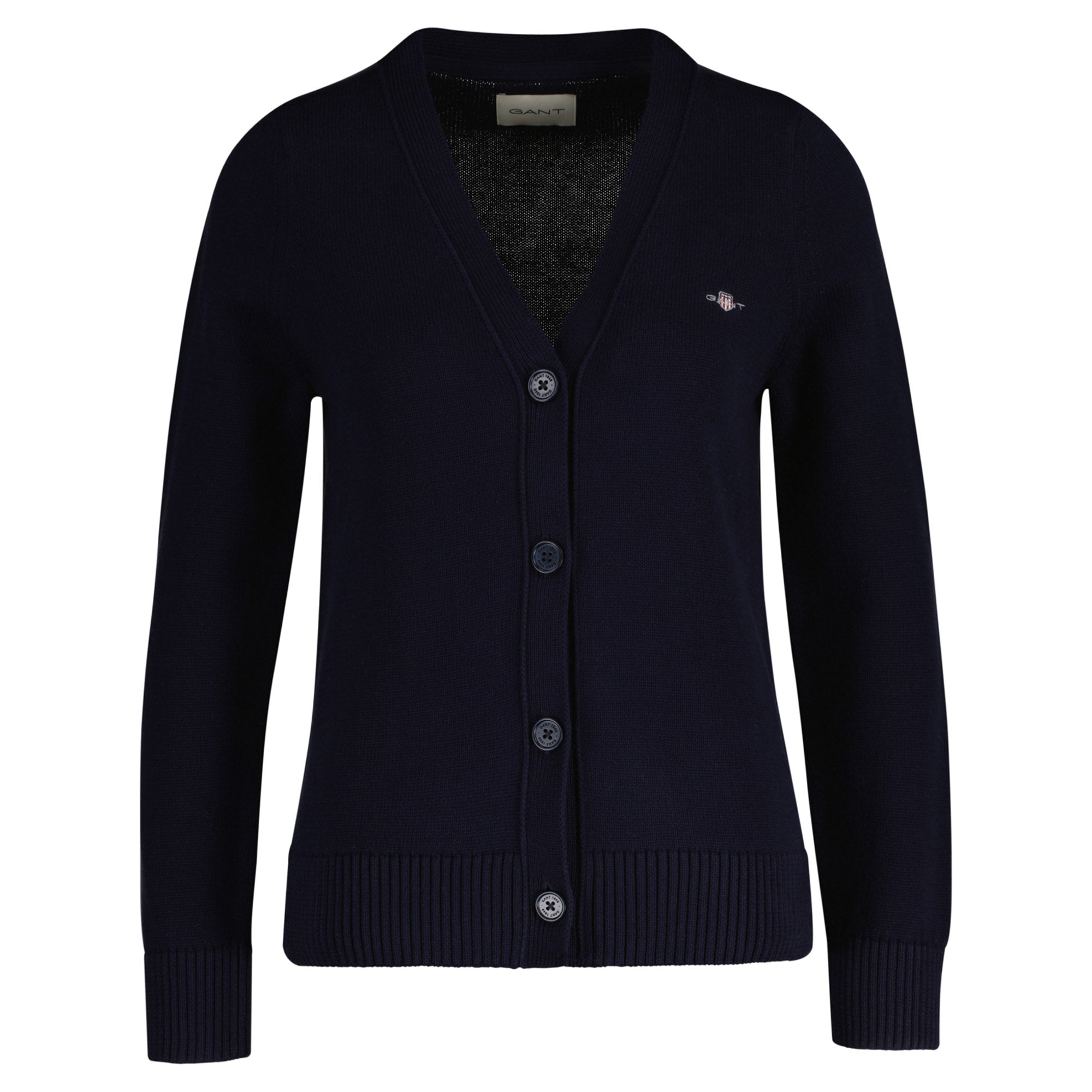 GANT Damen Strickjacke - CLASSIC COTTON CARDIGAN, Knopfleiste, Feinstrick, Baumwolle