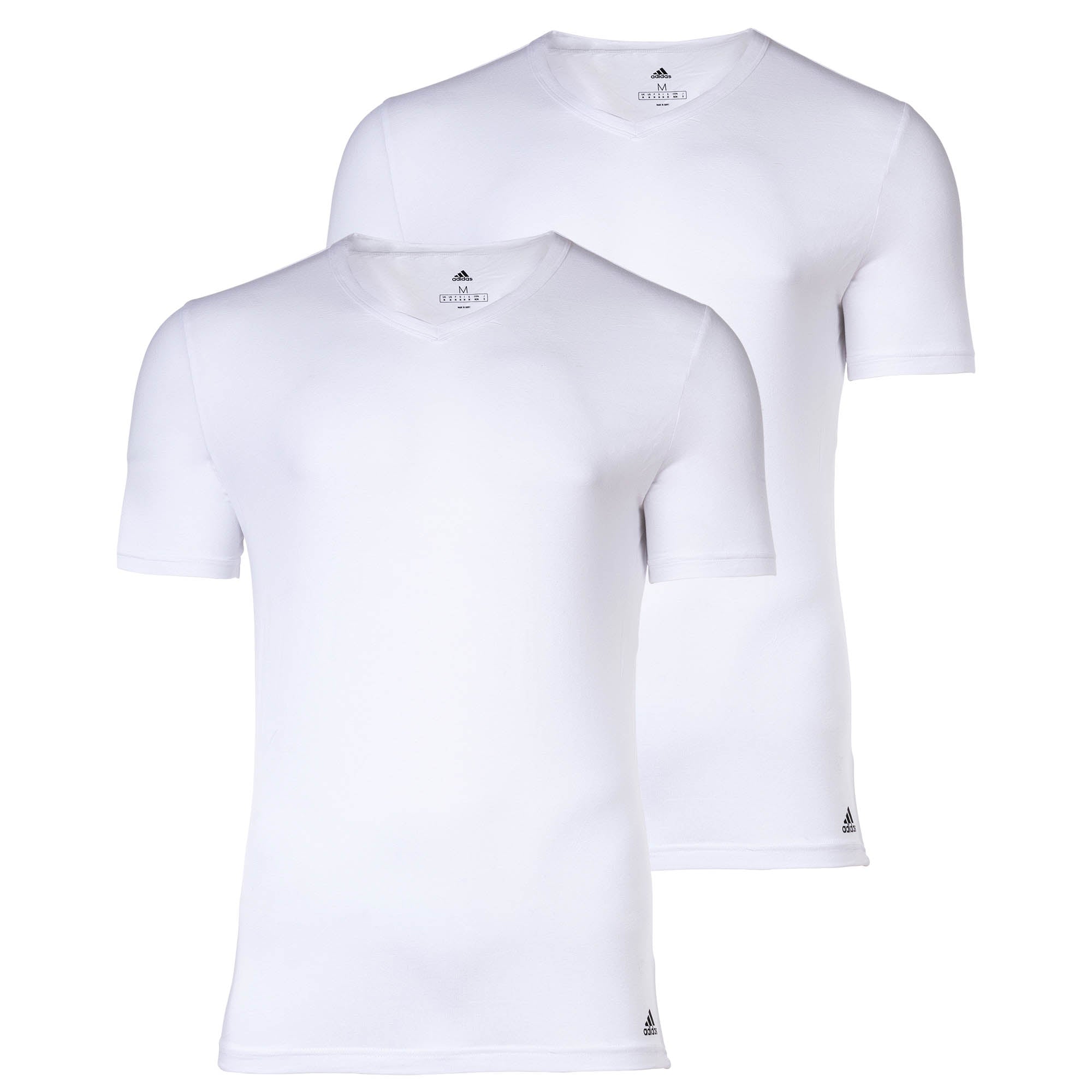 adidas Herren T-Shirt, 2er Pack - Active Flex Cotton, V-Ausschnitt, uni