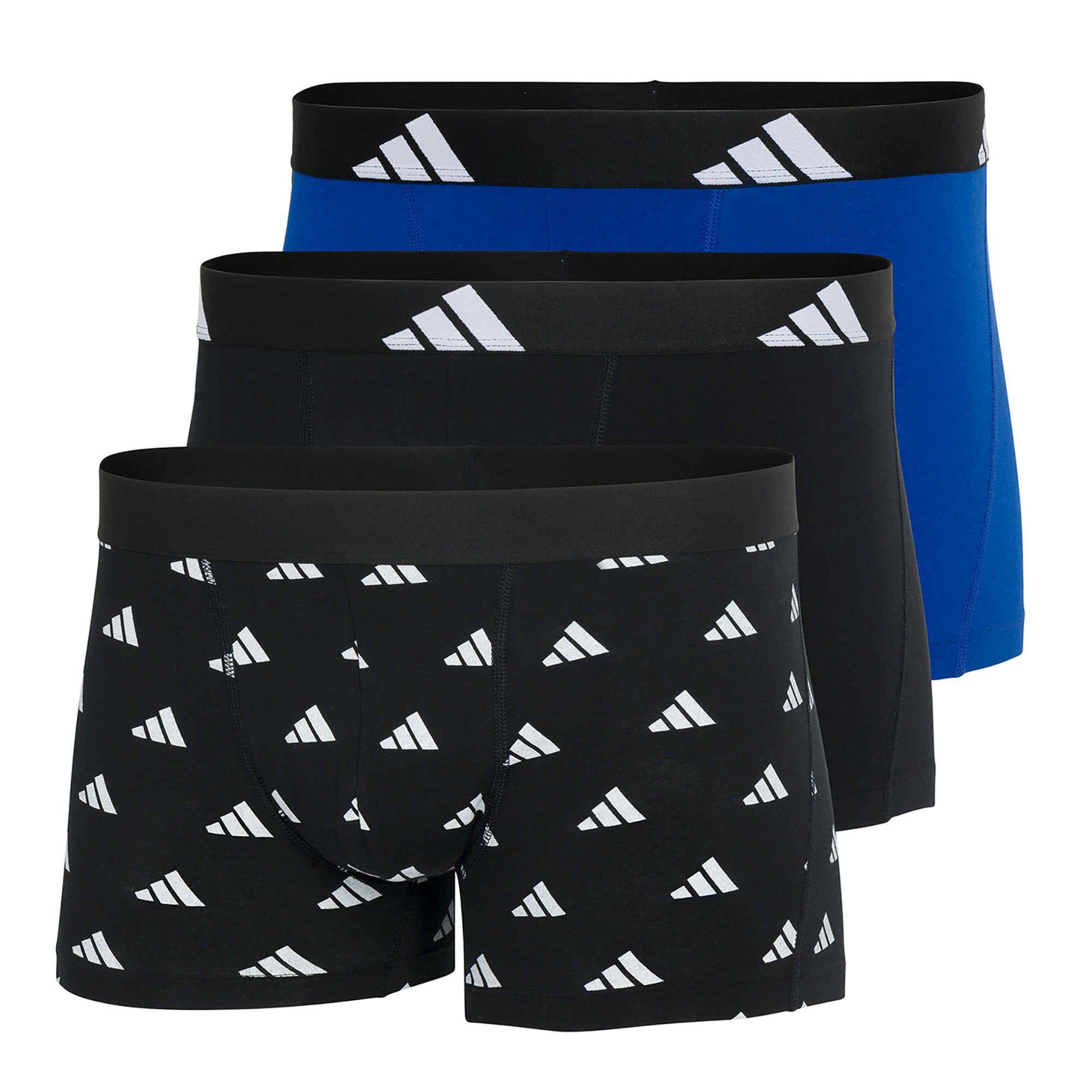 adidas Herren Boxershorts, 3er Pack - Trunks, Active Flex Cotton, Logo, einfarbig