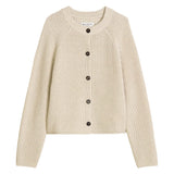 Marc O'Polo Damen Strickjacke - Rippstrick-Cardigan, Rundhals, Organic Cotton, Loose Fit