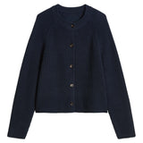Marc O'Polo Damen Strickjacke - Rippstrick-Cardigan, Rundhals, Organic Cotton, Loose Fit