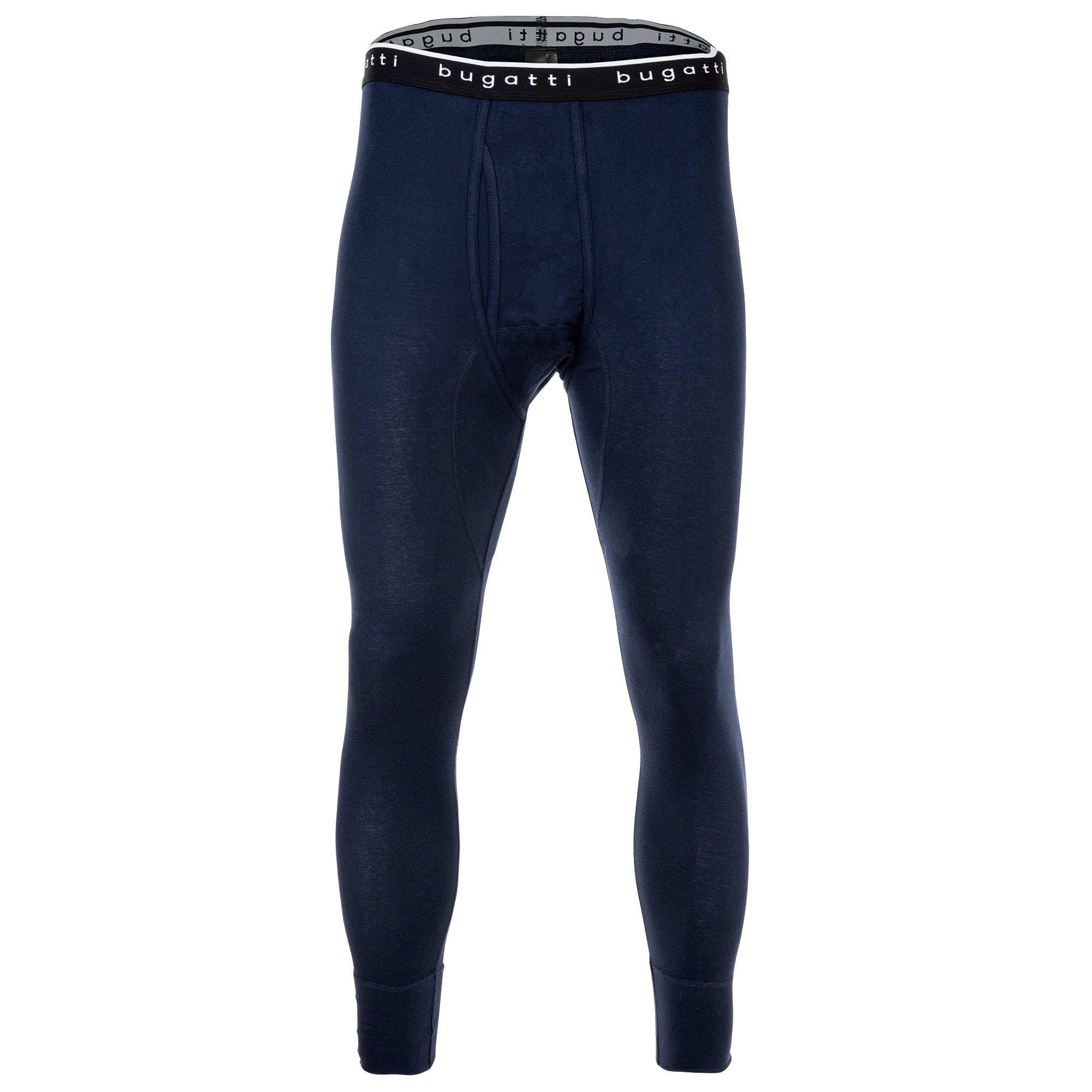 bugatti Herren Lange Unterhose - Feinripp, Eingriff, Baumwolle, einfarbig