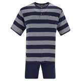 hajo Herren Schlafanzug Set - Shorty, kurz, Henley-Kragen, Klima-Light, Cotton-Mix