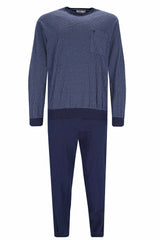 hajo Herren Schlafanzug 2-tlg. Set - lang, Bündchen, Rundhals, Premium Cotton