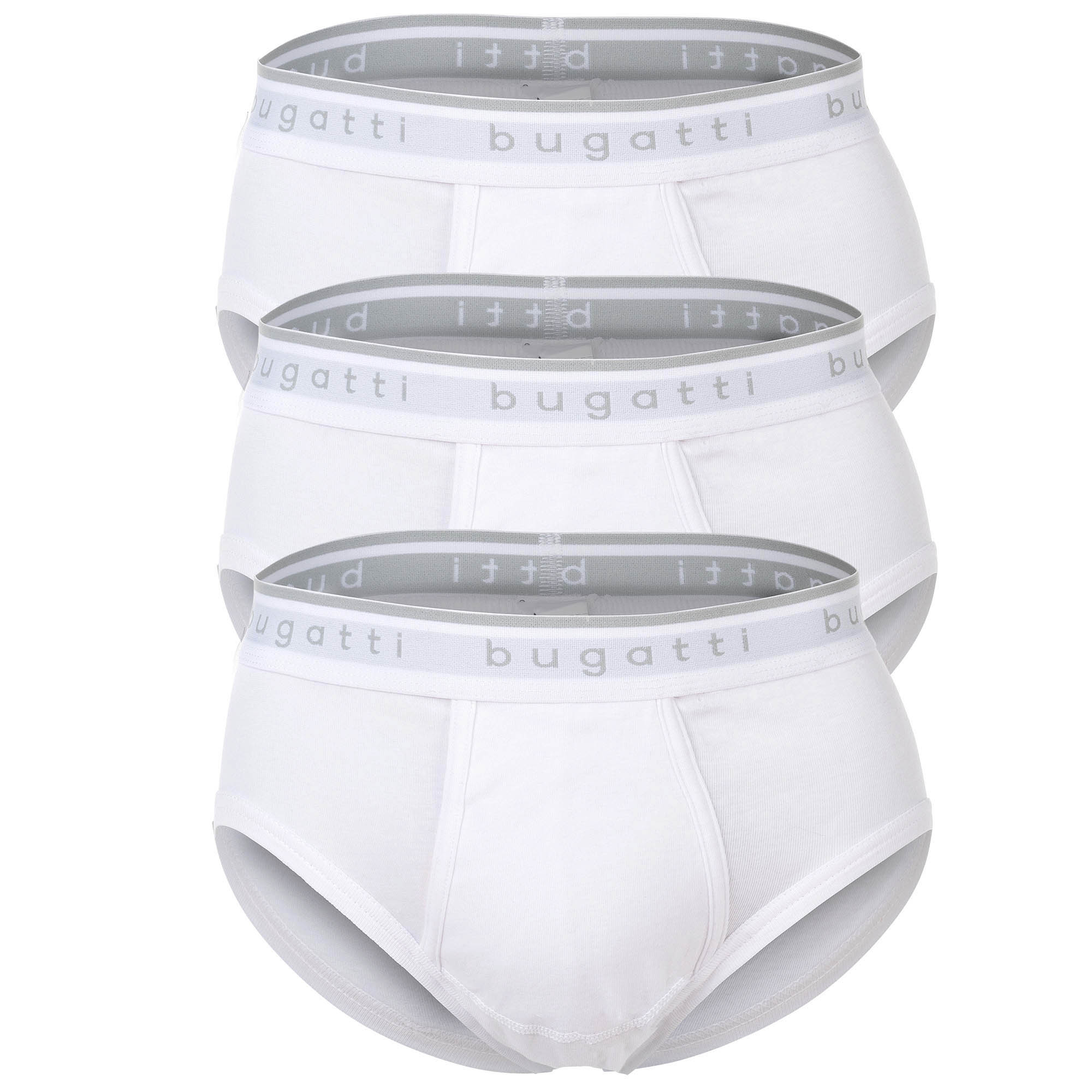 bugatti Herren Slips, 3er Pack - Feinripp, Eingriff, Baumwolle, einfarbig