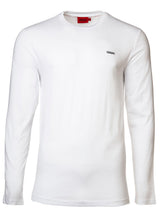 HUGO men's T-shirt - DEROL212, round neck, long sleeve, logo print, cotton