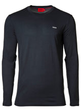 HUGO men's T-shirt - DEROL212, round neck, long sleeve, logo print, cotton