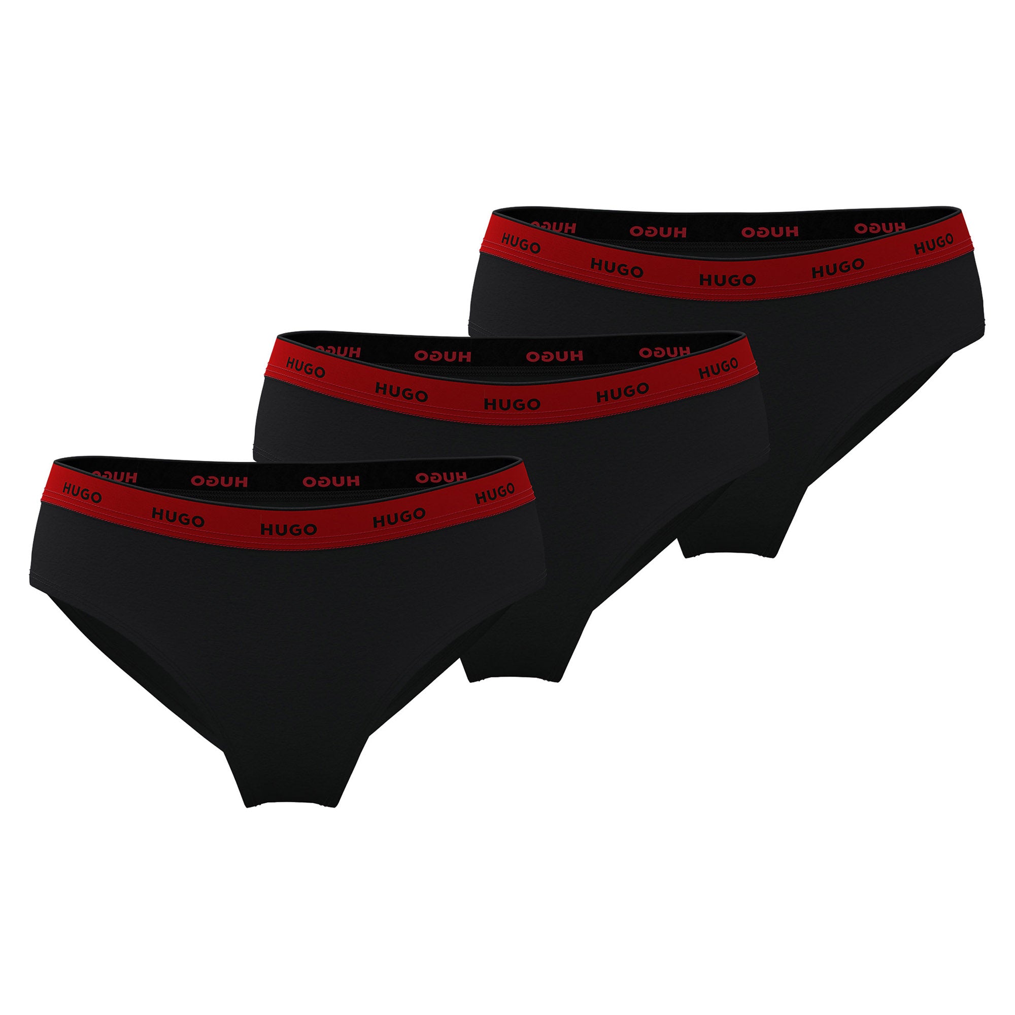 HUGO Ladies Briefs, 3 Pack - Brief Stripe, Underwear, Cotton, Logo, Solid Color