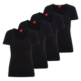 HUGO Damen T-Shirt, 4er Pack - T-Shirt RN, Unterziehshirt, Rundhals, Baumwolle, einfarbig