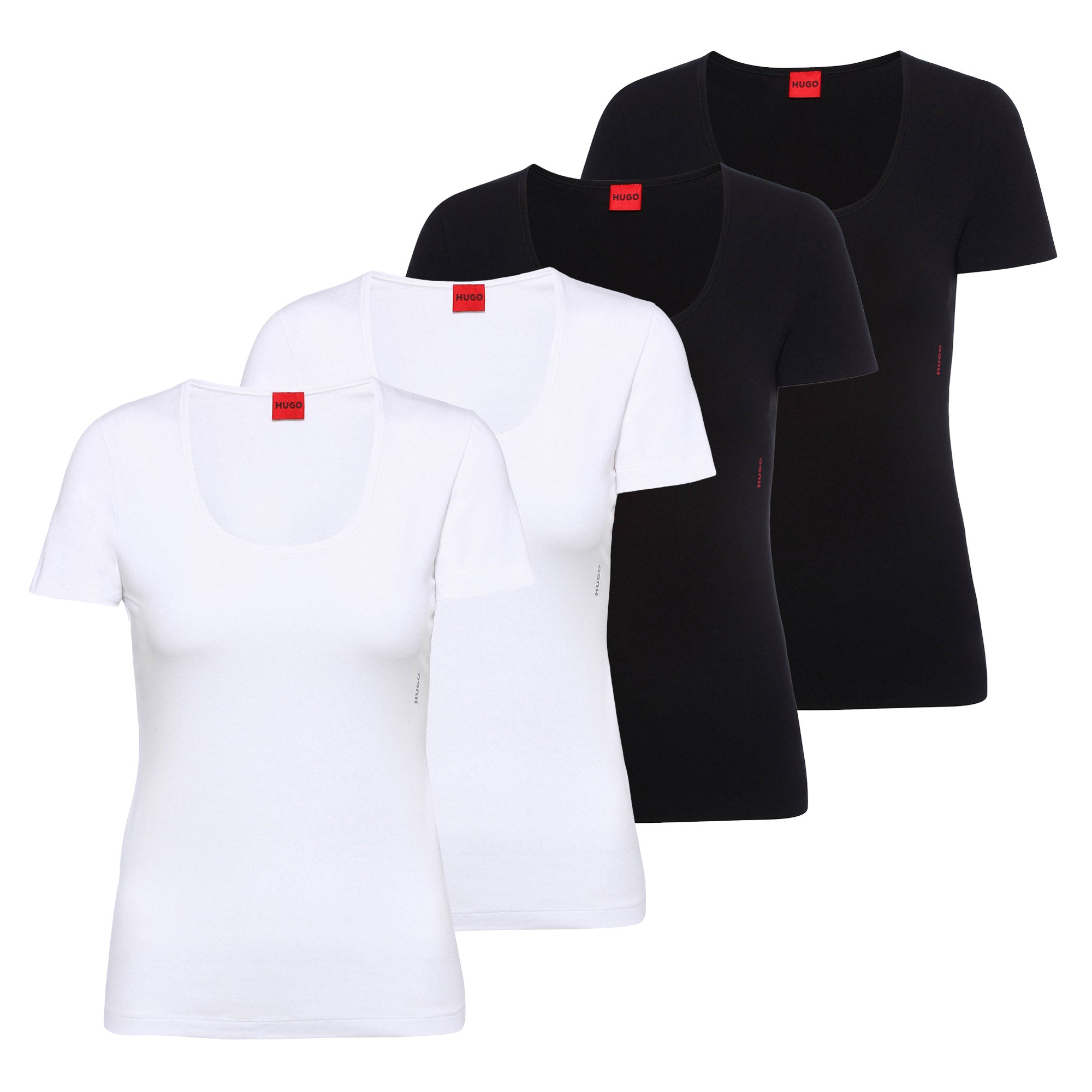 HUGO Damen T-Shirt, 4er Pack - T-Shirt RN, Unterziehshirt, Rundhals, Baumwolle, einfarbig