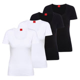 HUGO Damen T-Shirt, 4er Pack - T-Shirt RN, Unterziehshirt, Rundhals, Baumwolle, einfarbig