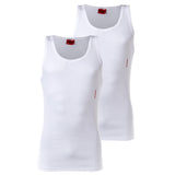 HUGO Herren Unterhemd, 2er Pack - Tank Top Twin Pack, Doppelripp, Cotton Stretch