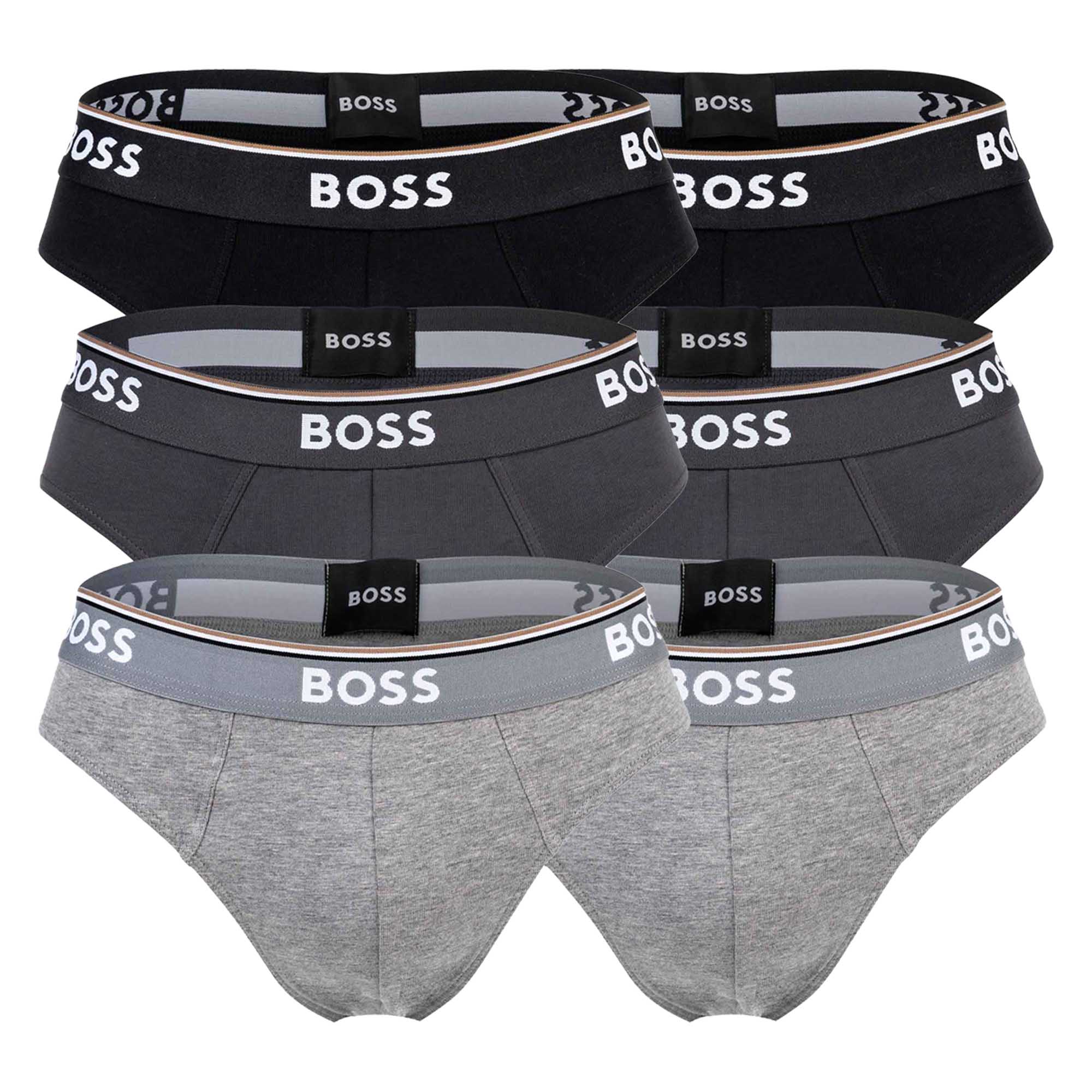 BOSS Herren Slips, 6er Pack - Briefs 3P Power, Cotton Stretch, Logo, einfarbig