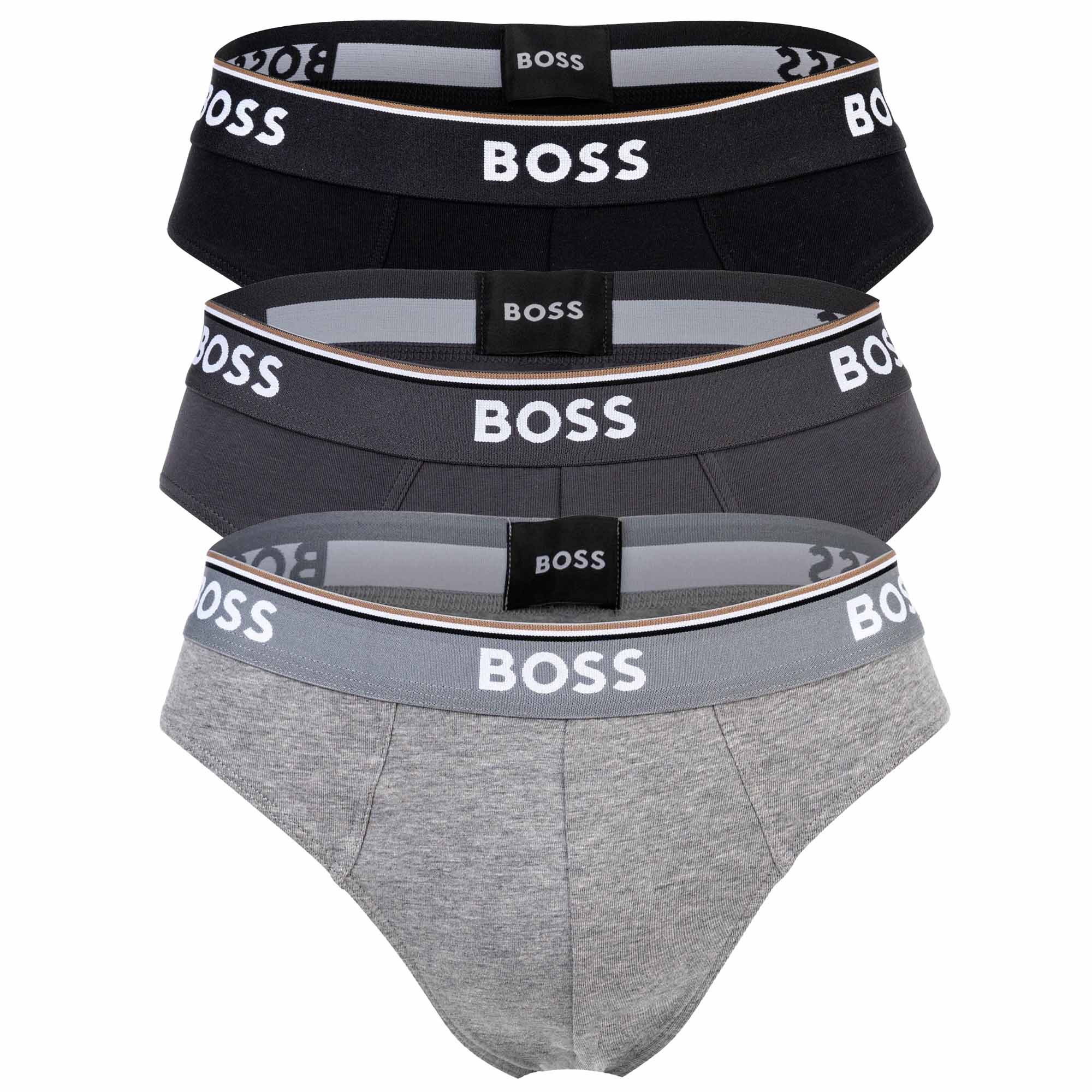 BOSS Herren Slips, 3er Pack - Briefs 3P Power, Cotton Stretch, Logo, einfarbig