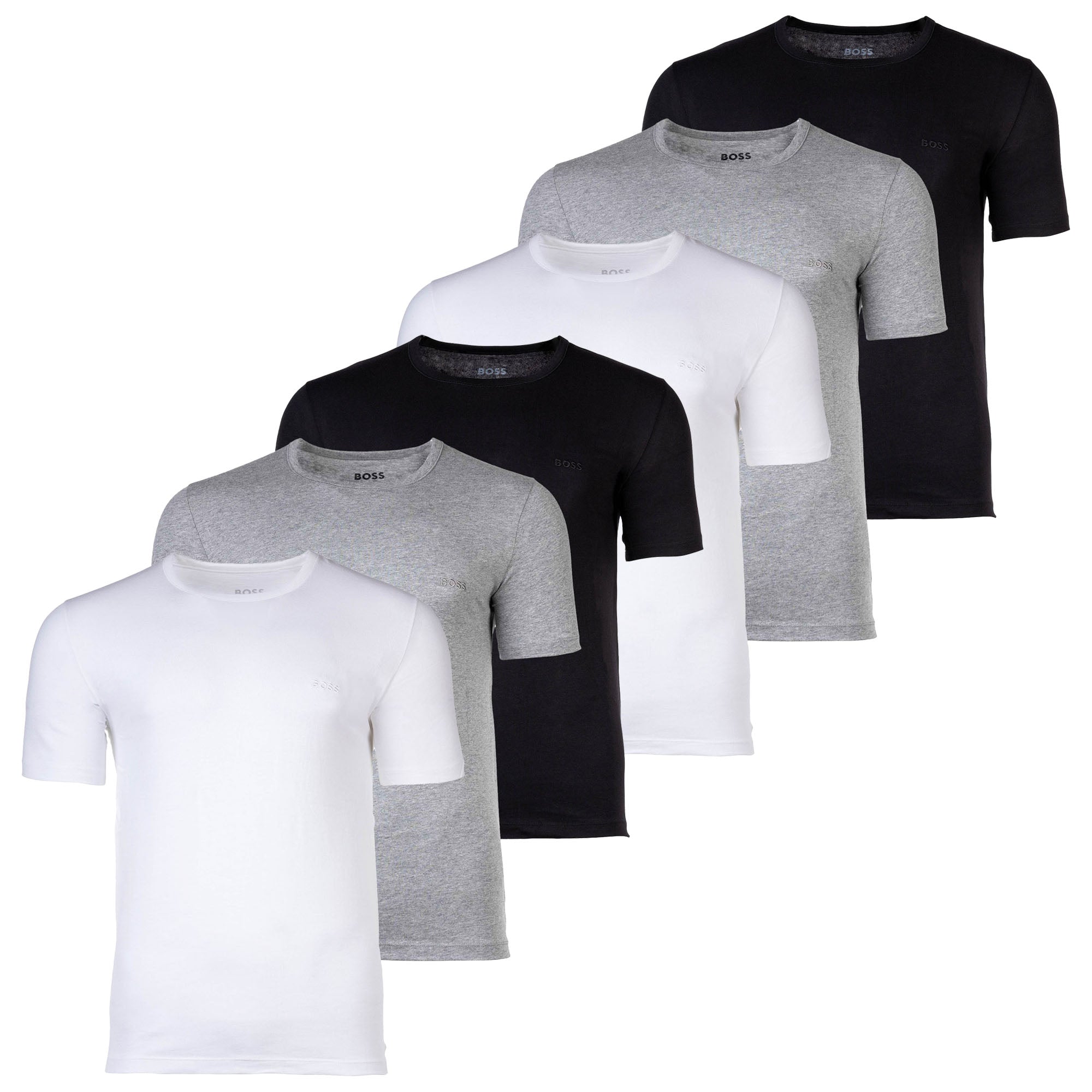 BOSS Herren T-Shirt, 6er Pack - RN 6P Classic, Rundhals, Kurzarm, Cotton, uni