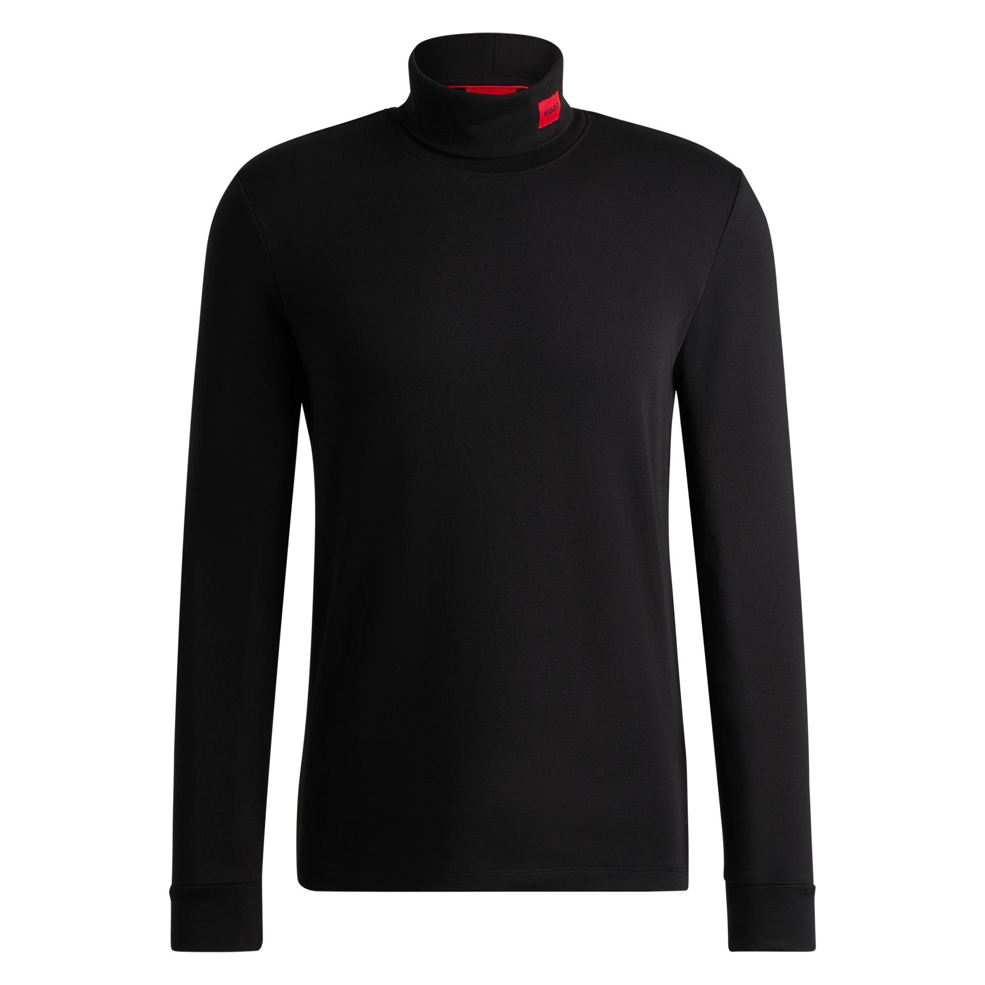 HUGO Herren Longsleeve - DEROLLO224, Stehkragen, Langarm Shirt, Cotton Stretch