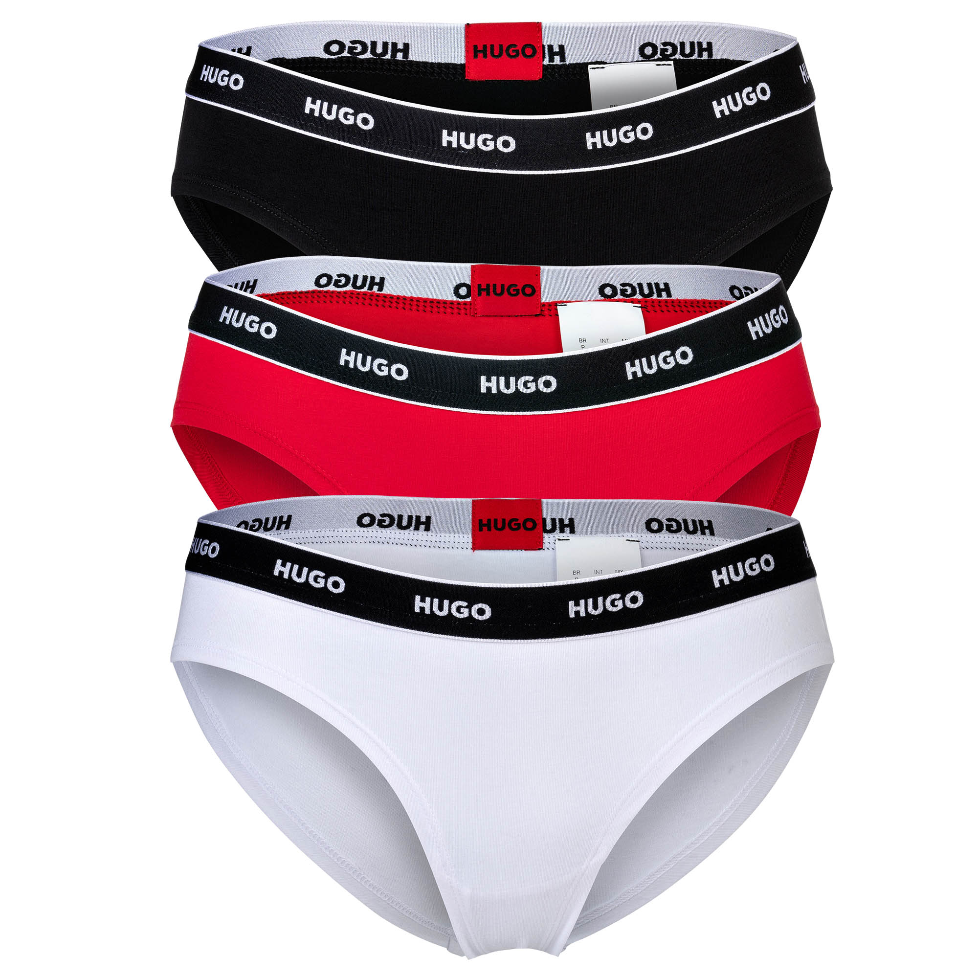 HUGO Damen Slips, 3er Pack - TRIPLET BRIEF STRIPE, Cotton Stretch, Logo, uni