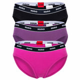 HUGO Damen Slips, 3er Pack - TRIPLET BRIEF STRIPE, Cotton Stretch, Logo, uni