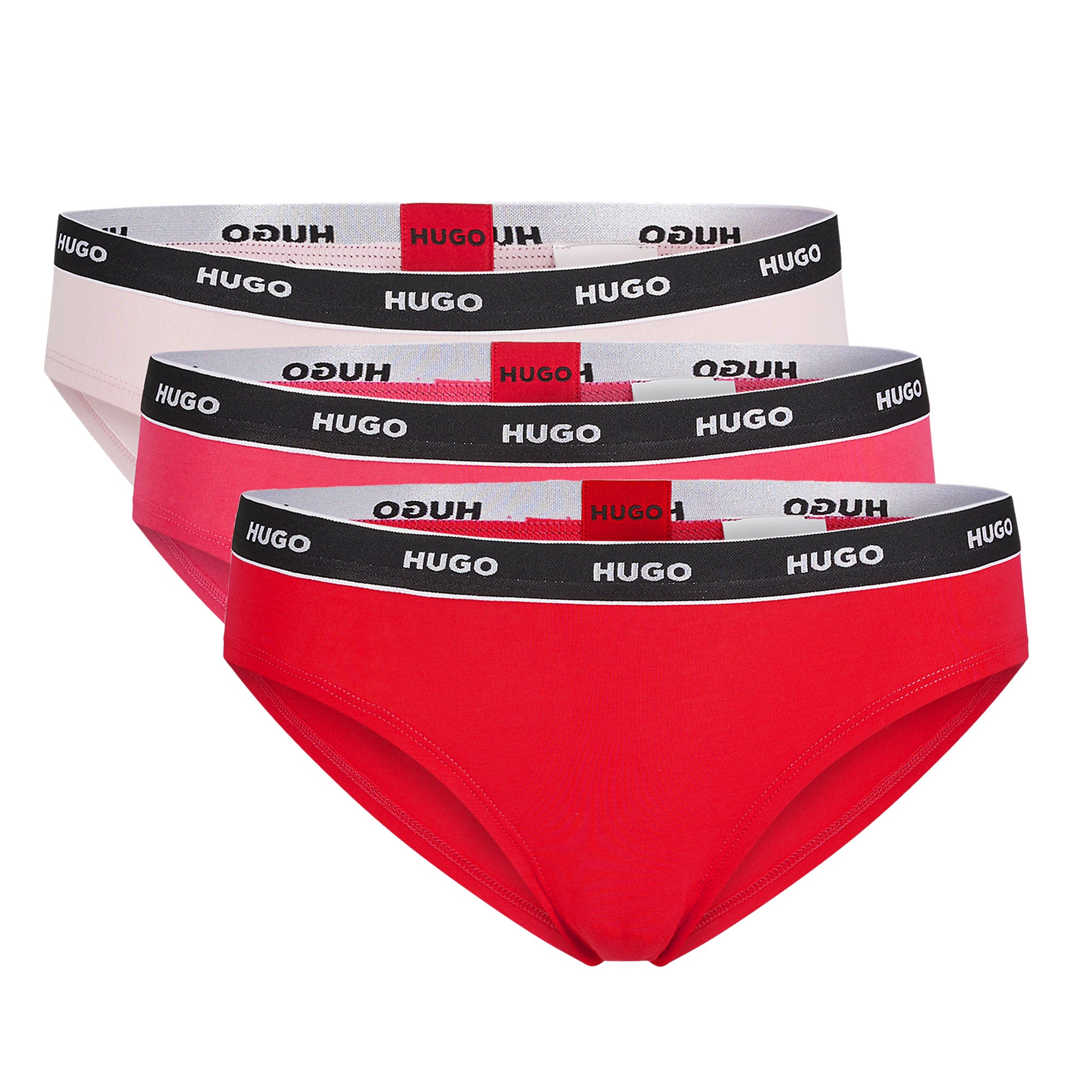 HUGO Damen Slips, 3er Pack - TRIPLET BRIEF STRIPE, Cotton Stretch, Logo, uni