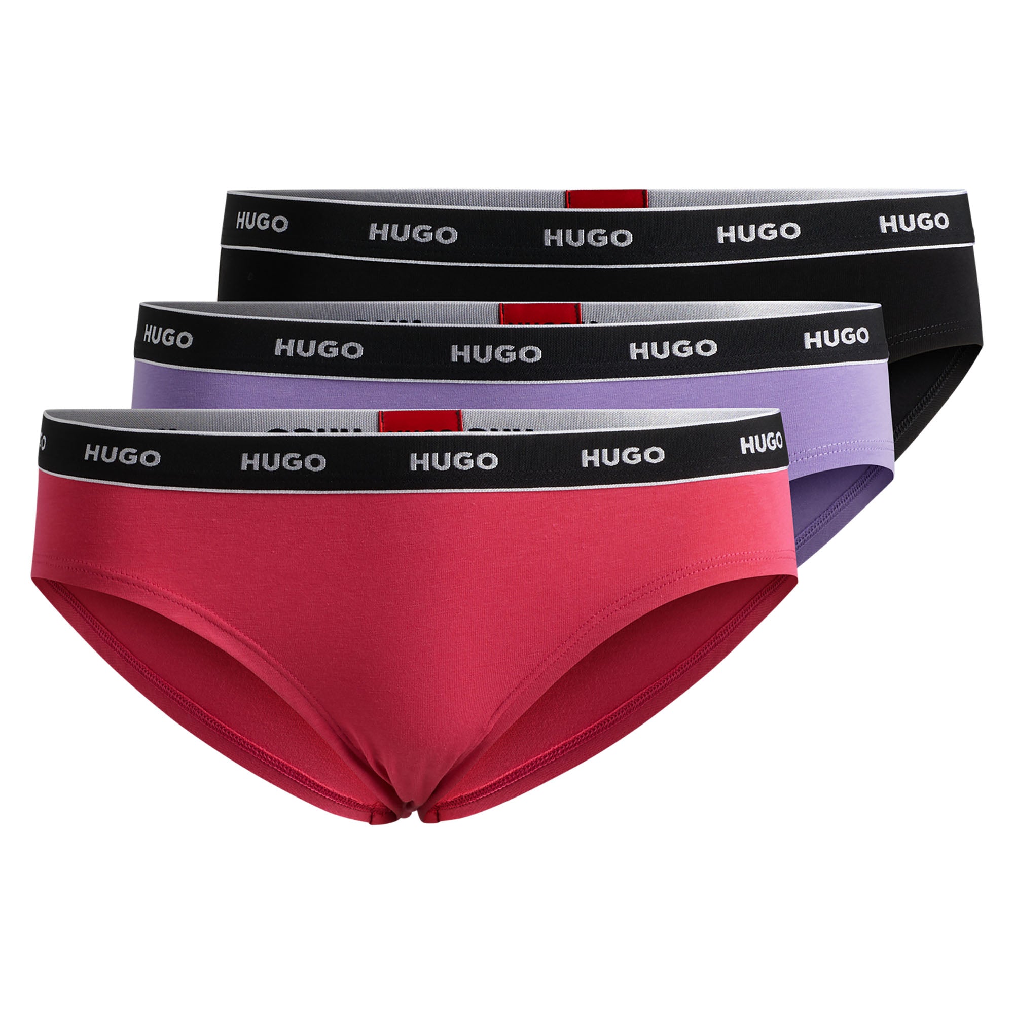 HUGO Damen Slips, 3er Pack - TRIPLET BRIEF STRIPE, Cotton Stretch, Logo, uni